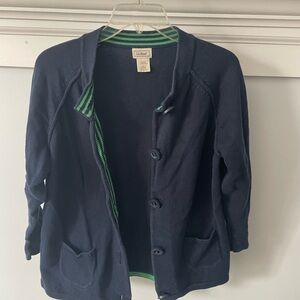 L.L. Bean Dark Blue Sweater with Green Trim